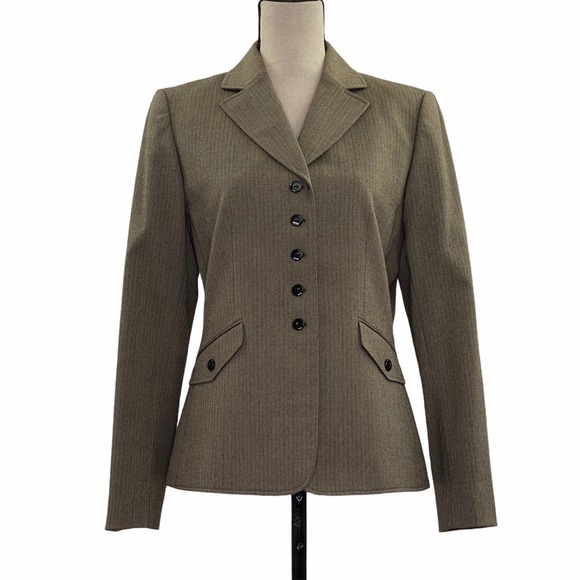 TAHARI Arthur Levine Tan Button Blazer Jacket 8 - Picture 1 of 11
